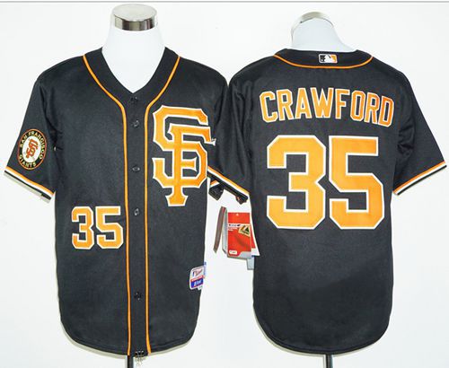 Giants #35 Brandon Crawford Black 2016 Cool Base Stitched MLB Jersey - Click Image to Close